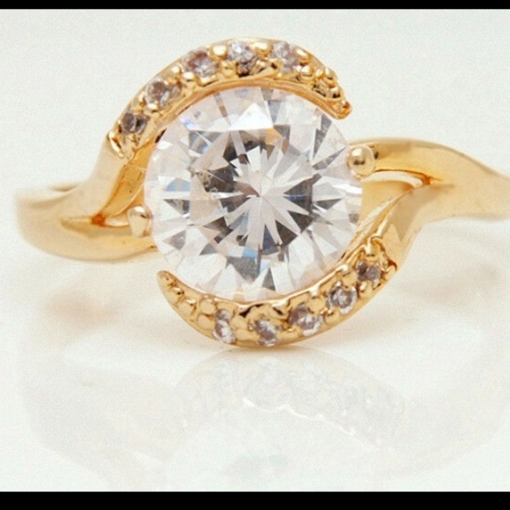 10K Yellow Gold Filled white Lab Saphire